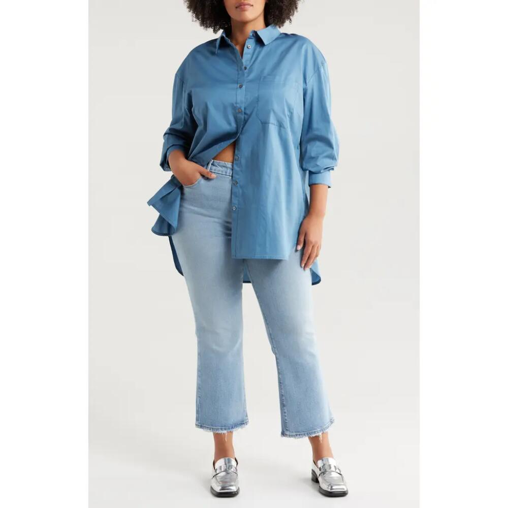 HARSHMAN Vivant Cotton Button-Up Tunic Shirt in Stellar Blue Cover