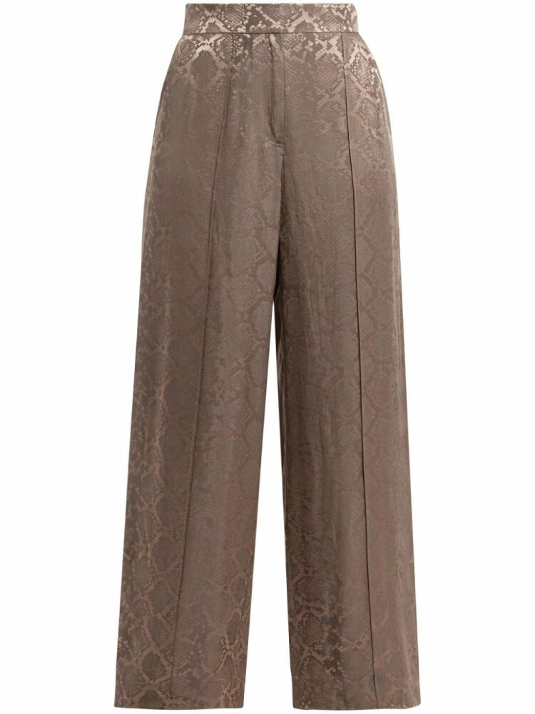 Simkhai Kyra python-print wide-leg trousers - Neutrals Cover