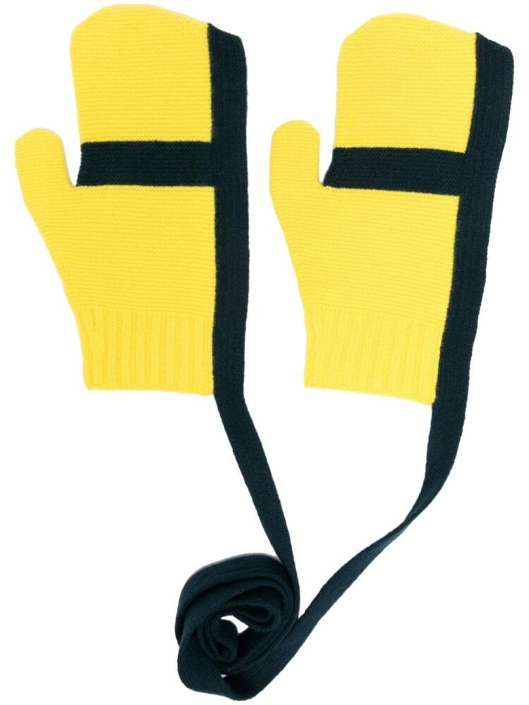 Homme Plissé Issey Miyake two-tone ribbed gloves - Yellow Cover