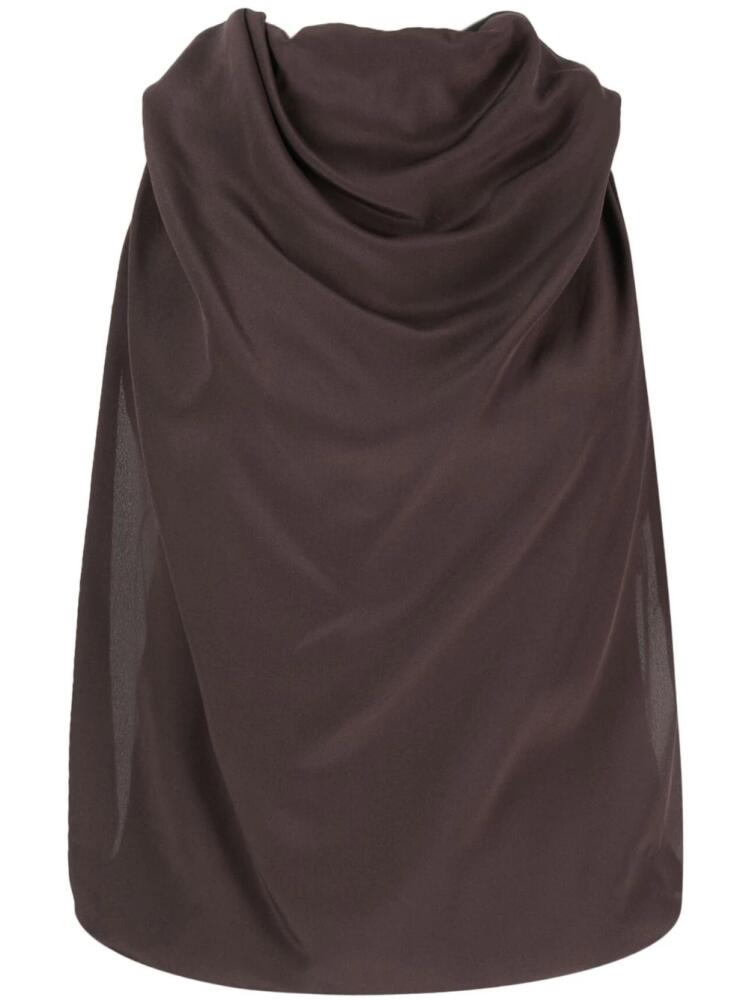 Lanvin draped sleeveless silk top - Brown Cover