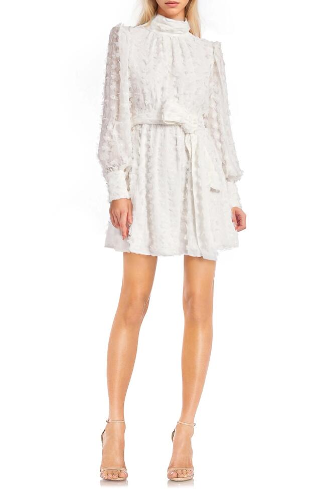 Jewel Badgley Mischka Floral Appliqué Long Sleeve Cocktail Minidress in Ivory Cover