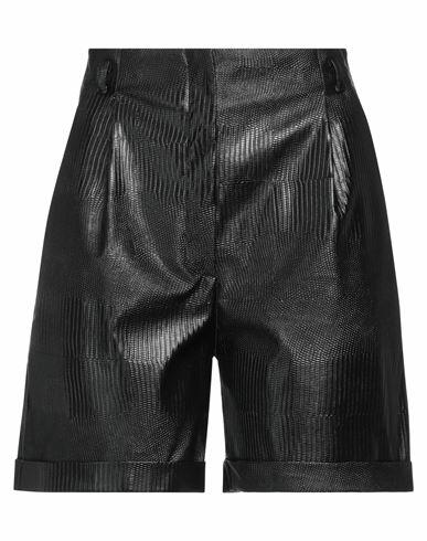 Simona Corsellini Woman Shorts & Bermuda Shorts Black Polyurethane, Polyester Cover