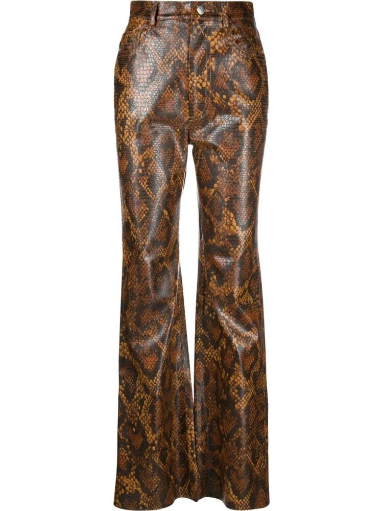 Nanushka snakeskin-print straight trousers - Brown Cover