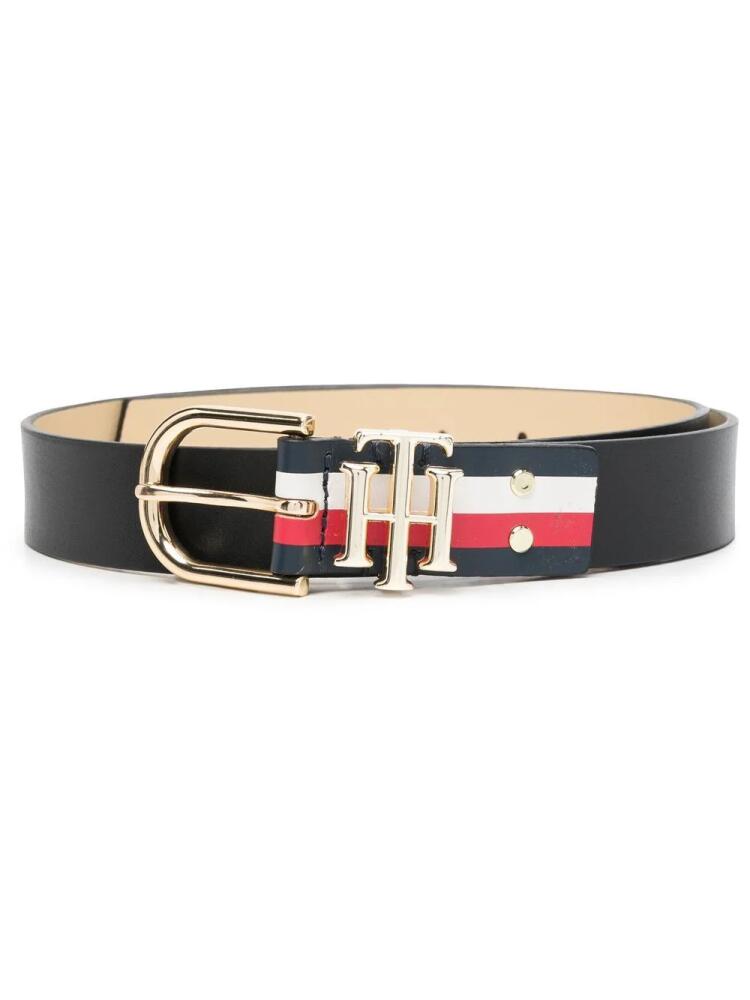 Tommy Hilfiger logo-plaque leather belt - Black Cover