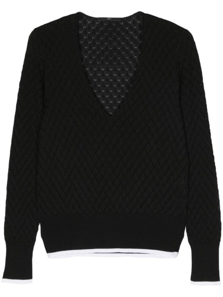 SAPIO V-neck open knit jumper - Black Cover