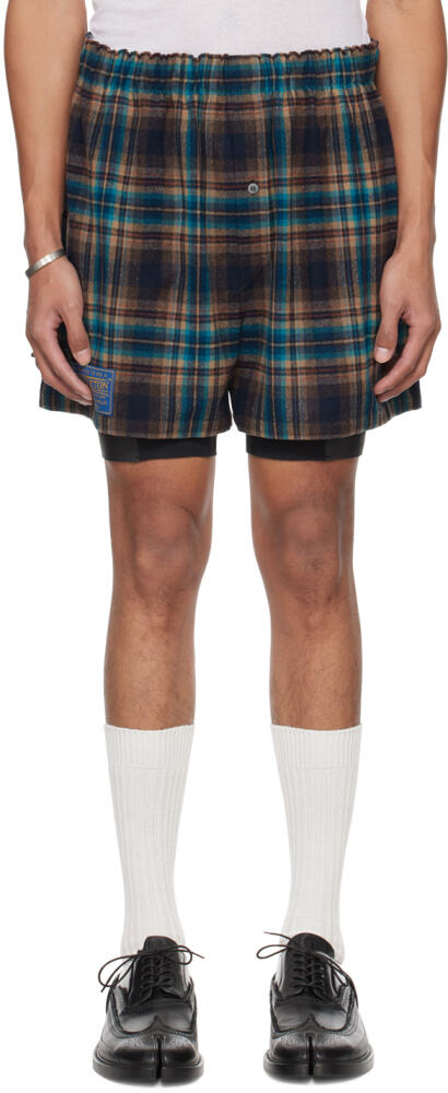 Maison Margiela Blue & Brown Check Shorts Cover