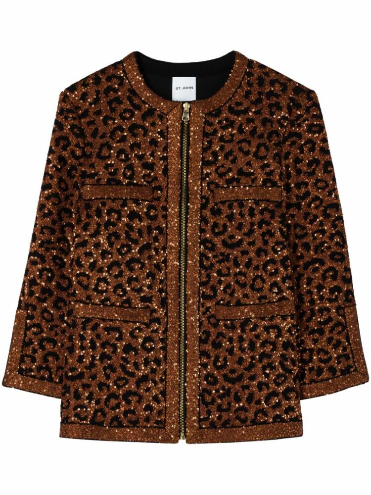 St. John leopard-print sequin-embellished jacket - Brown Cover