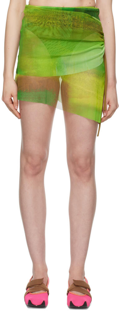 Paula Canovas Del Vas Green Layered Miniskirt Cover