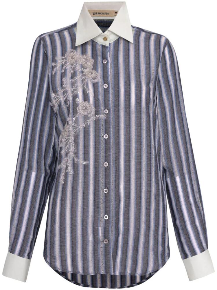 Lethicia Bronstein lace-appliqué striped shirt - Blue Cover