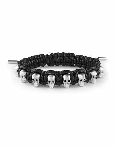 Philipp Plein 3d $kull Crystal Cotton Cord Bracelet Man Bracelet Silver Cotton Cover