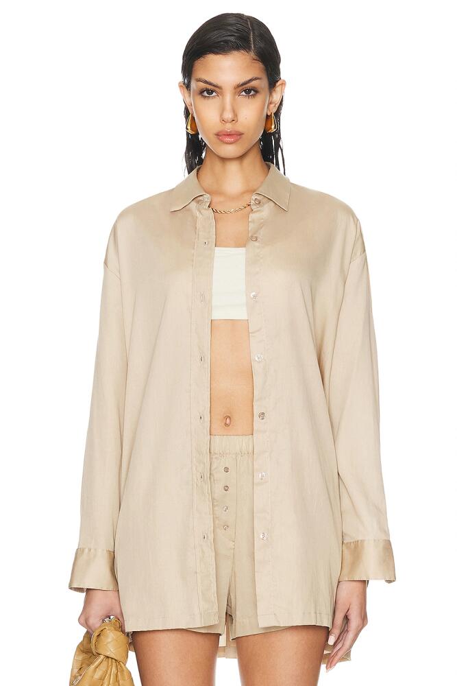 LESET Yoko Oversized Button Down Shirt in Ivory Cover