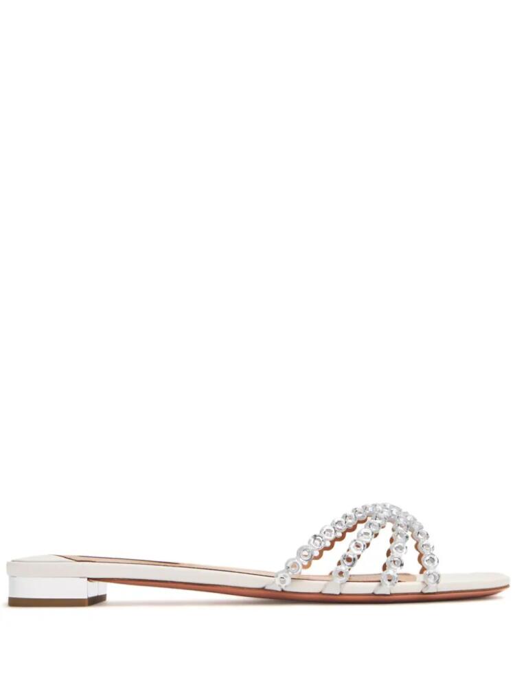 Aquazzura eyelet-detail leather slippers - Silver Cover