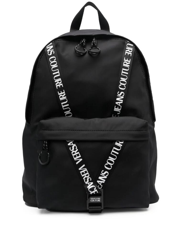 Versace Jeans Couture logo tape-detail backpack - Black Cover