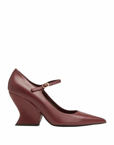 8 By Yoox Leather Wedge Sole Pumps Woman Pumps Burgundy Ovine leather Cover