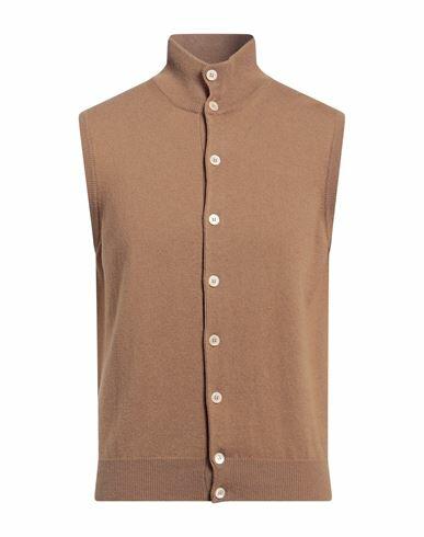 Filippo De Laurentiis Man Cardigan Light brown Merino Wool, Cashmere Cover