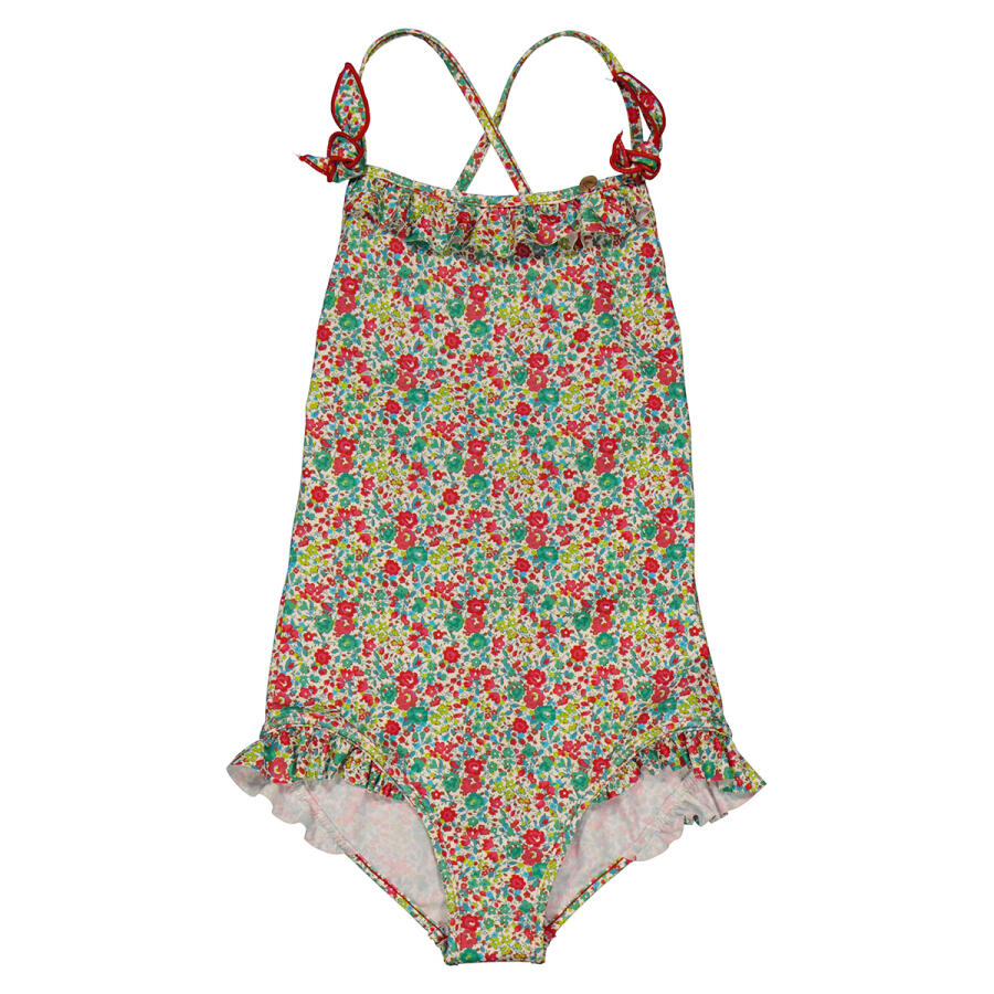 Bonpoint Girls Floral Print Abbie Ruffled 1-Piece Swimsuit Cover