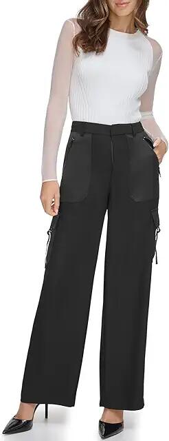 DKNY Satin Cargo Trousers (Black) Women's Clothing Cover