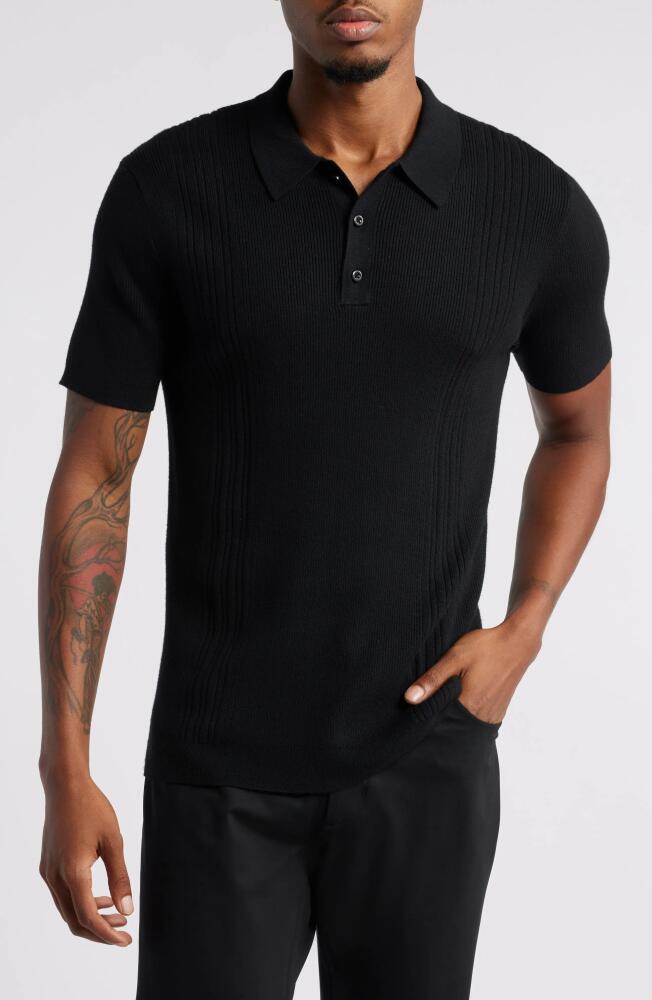 Open Edit Rib Polo Sweater in Black Cover