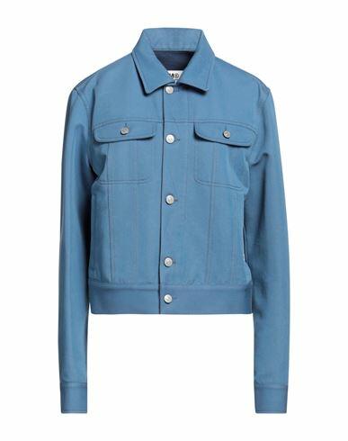 Mm6 Maison Margiela Woman Jacket Pastel blue Cotton, Polyamide Cover