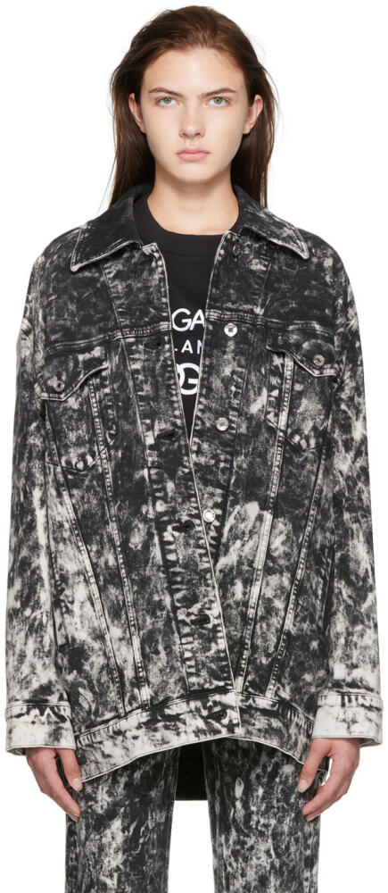 Dolce&Gabbana Black & White Marbled Denim Jacket Cover