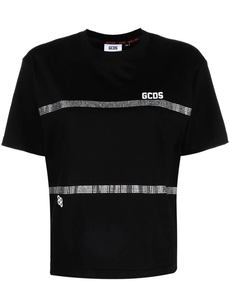 GCDS rhinestone-striped T-shirt - Black Cover