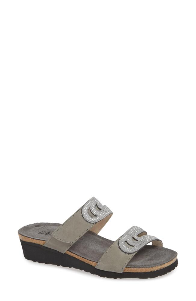 Naot Ainsley Studded Slide Sandal in Light Grey Nubuck Leather Cover