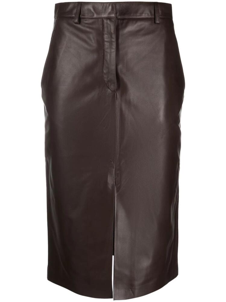 Lanvin knee-length leather midi skirt - Brown Cover