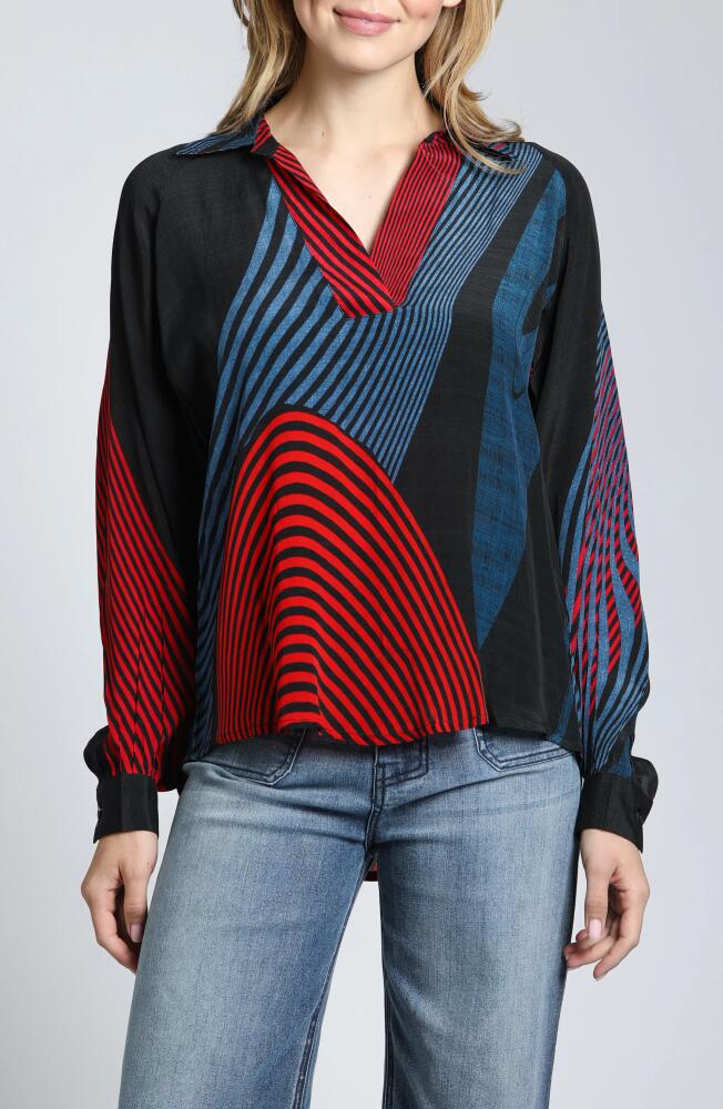 APNY Mix Stripe Long Sleeve Top in Red Multi Cover