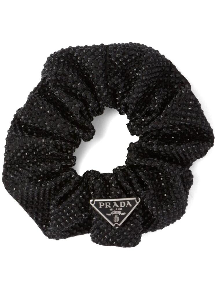 Prada crystal-embellished satin scrunchie - Black Cover