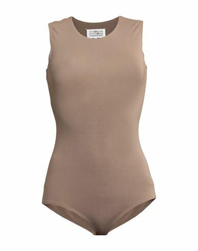 Maison Margiela Woman Bodysuit Khaki Viscose, Elastane Cover