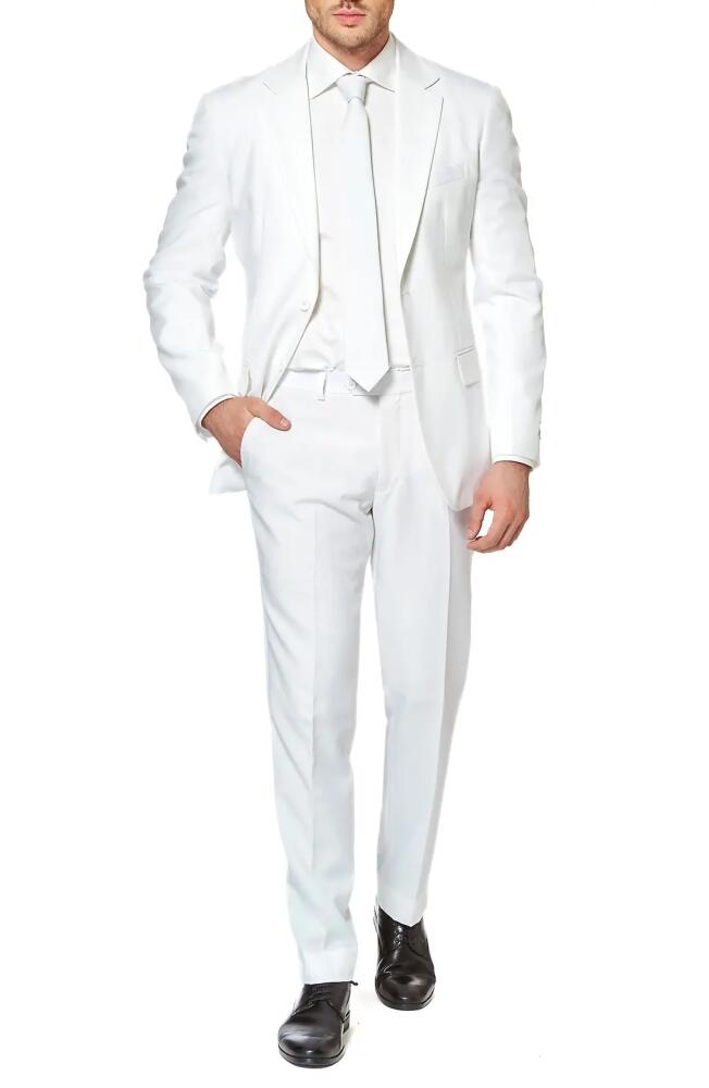 OppoSuits White Knight Trim Fit Two-Piece Suit with Tie in Natural Cover