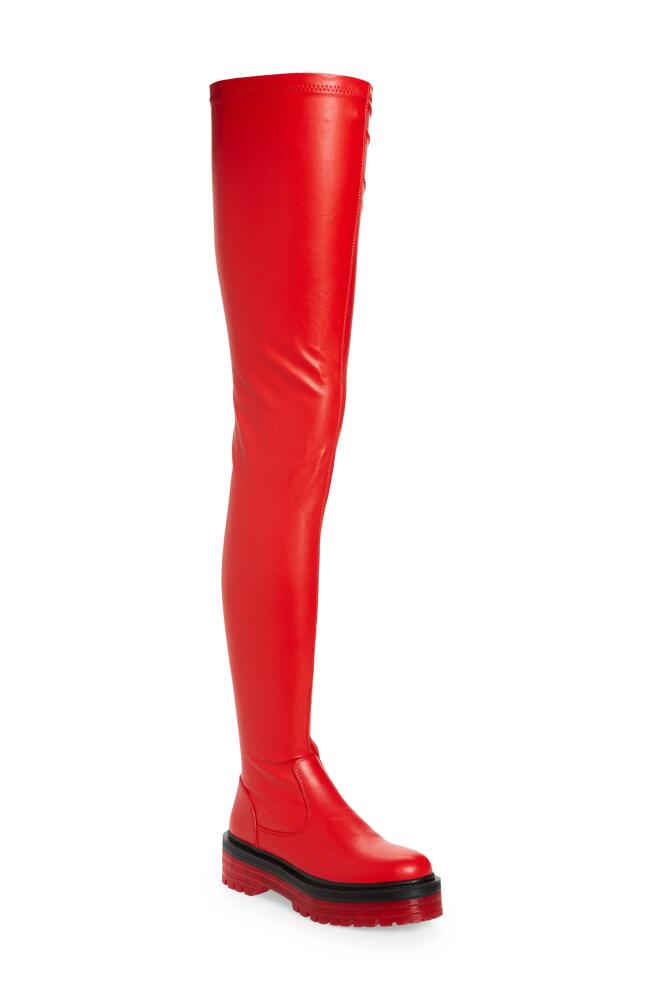 AZALEA WANG Surg Thigh High Platform Boot in Red Cover