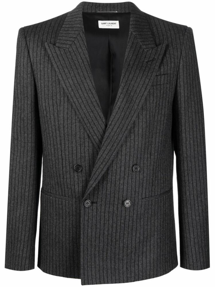 Saint Laurent striped double-breasted blazer - Grey Cover