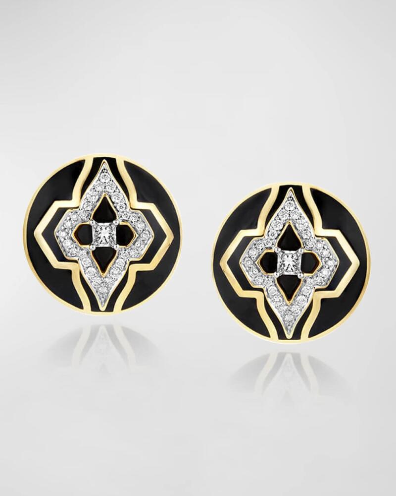 Farah Khan Atelier 18K Yellow Gold Piano Black New York Audacious Earrings Cover