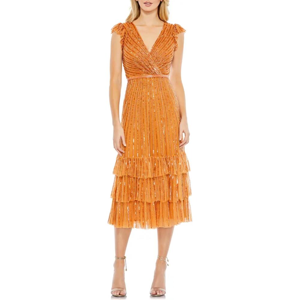 Mac Duggal Sequin Faux Wrap Tulle Cocktail Dress in Orange Cover