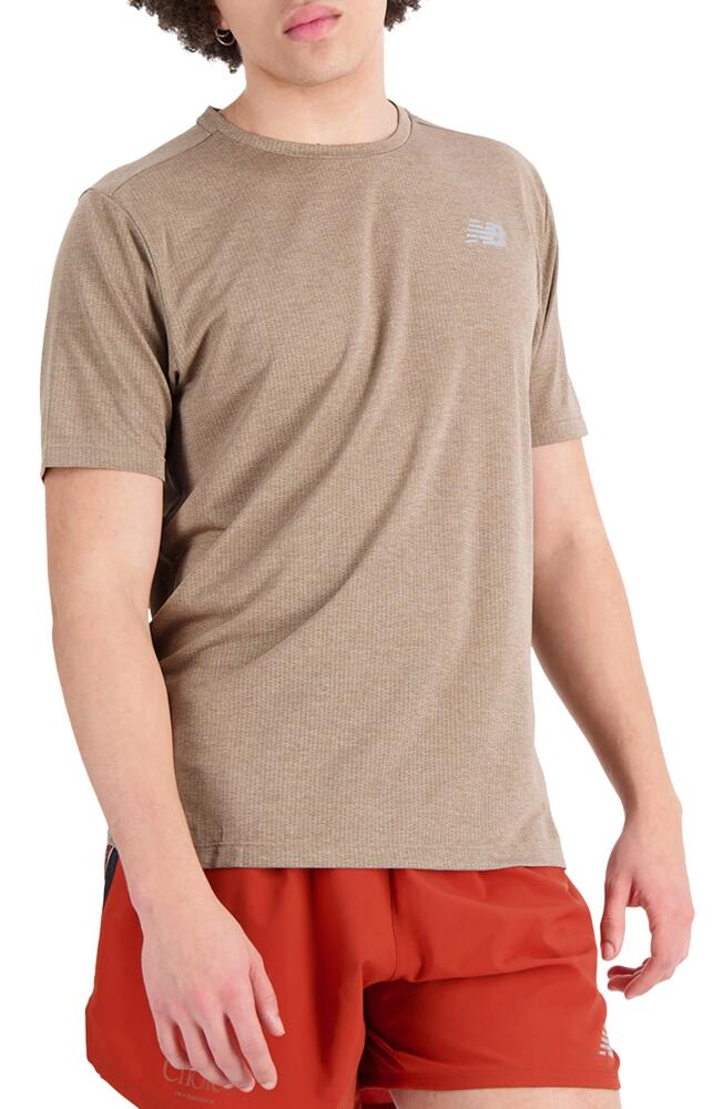 New Balance Impact Run ICEx Recycled Polyester Blend T-Shirt in Mushroom Heather Cover