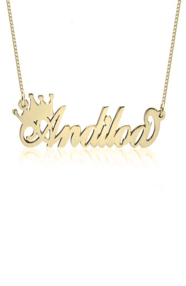 MELANIE MARIE Crown Me Personalized Nameplate Pendant Necklace in Gold Plated Cover