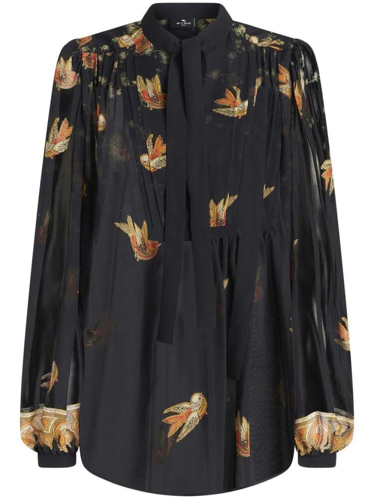 ETRO bird-print silk blouse - Black Cover