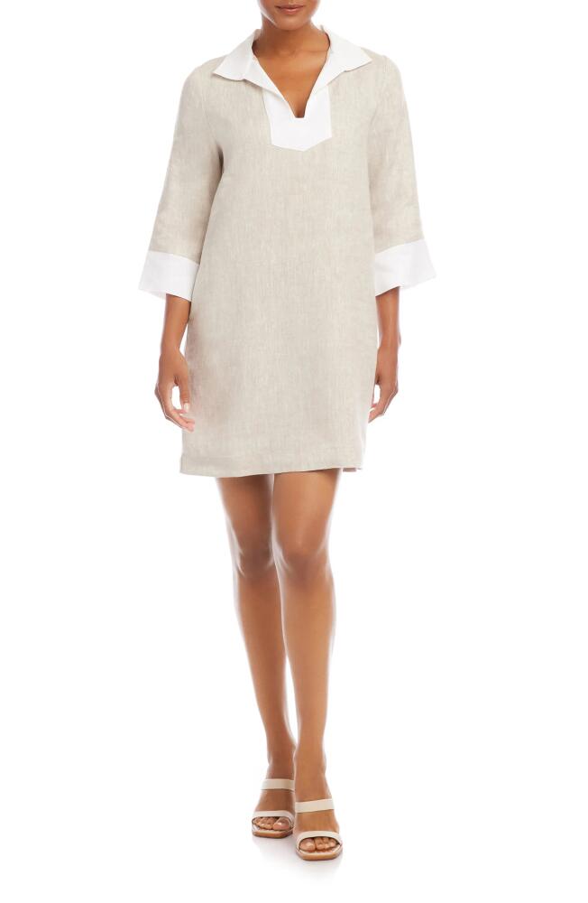 Karen Kane Contrast Trim Linen Shift Dress in Oatmeal Cover