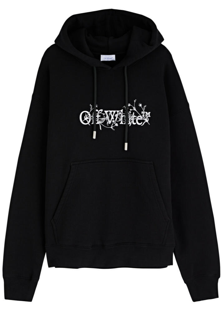 Off-white Bookish Logo Hooded Cotton Sweatshirt - Black And White Cover