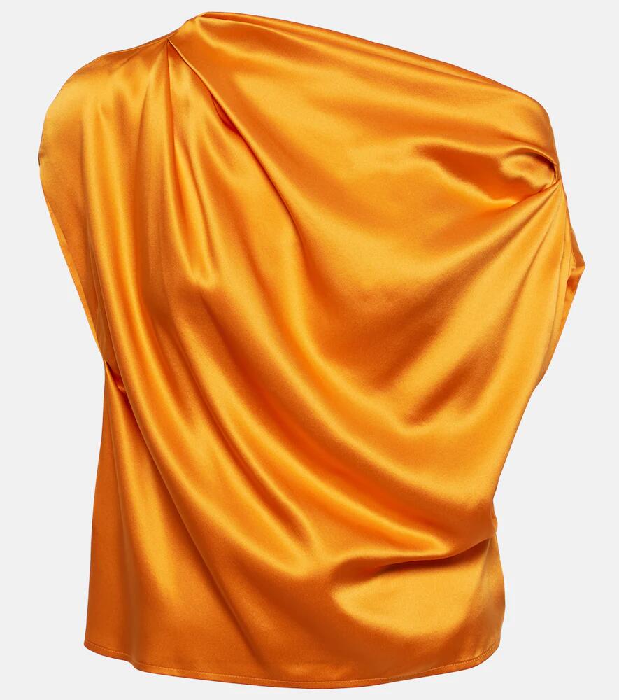 The Sei Draped one-shoulder silk top Cover