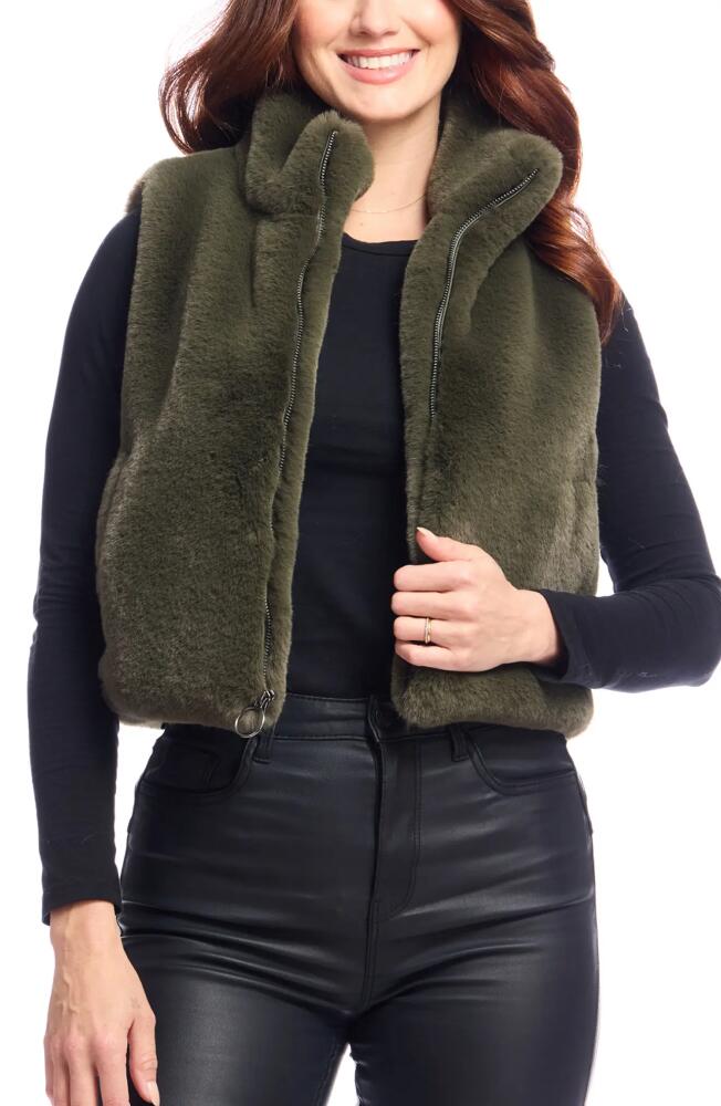 DONNA SALYERS FABULOUS FURS Le Mink Faux Fur Crop Vest in Olive Cover