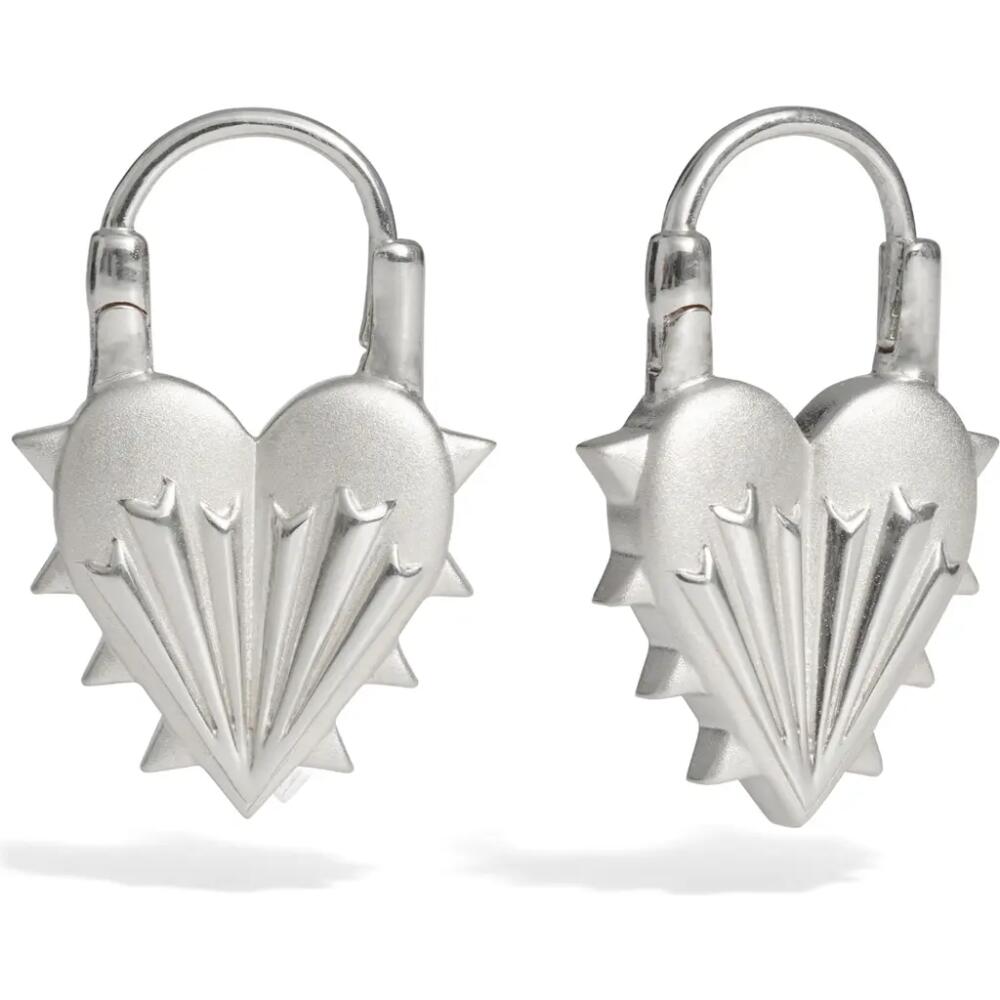 Awe Inspired Spiked Heart Hoop Earrings in Sterling Silver Cover