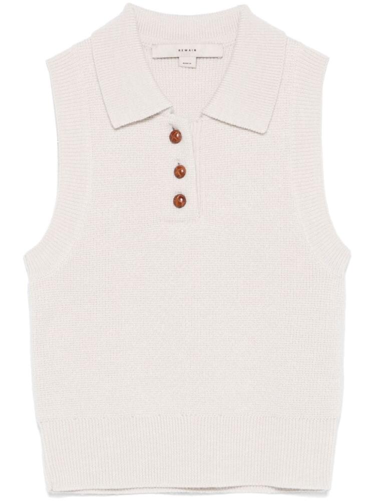 REMAIN merino wool polo top - Neutrals Cover