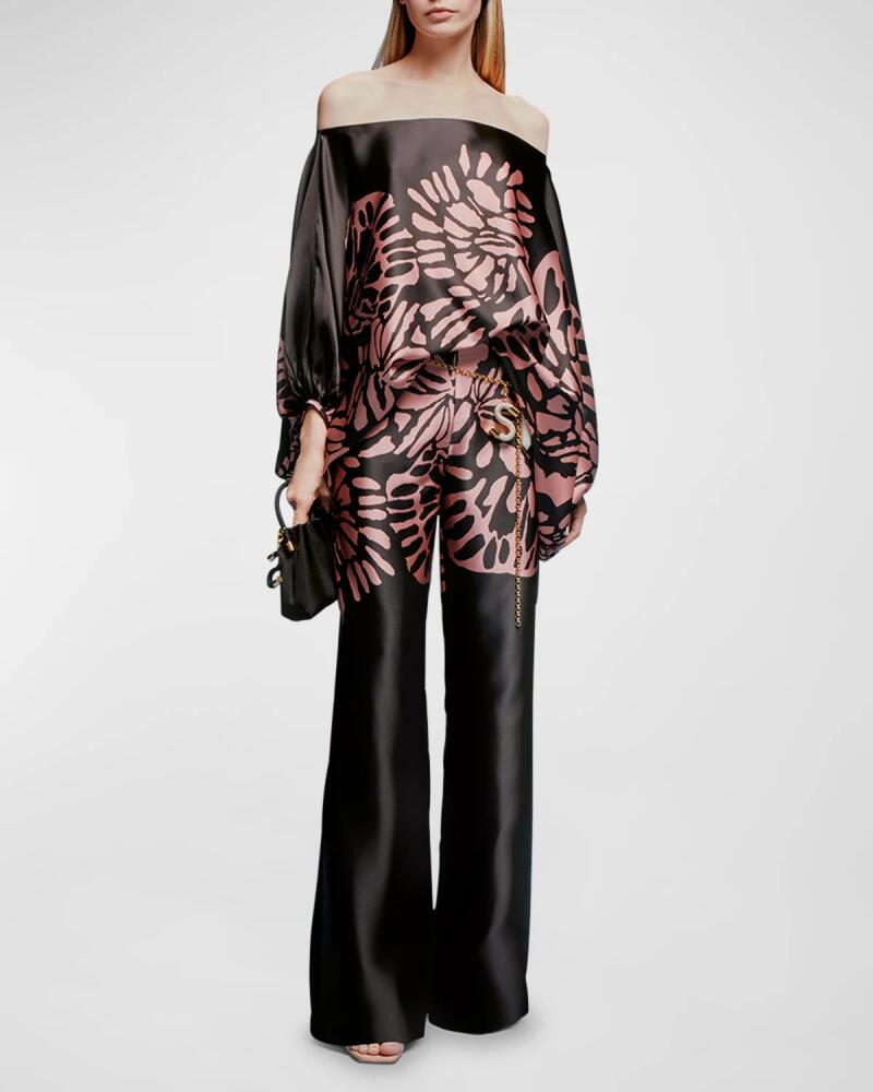 Silvia Tcherassi Andie Printed Straight-Leg Silk Pants Cover