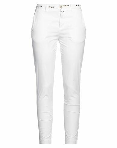 Aglini Woman Pants White Cotton, Elastane Cover