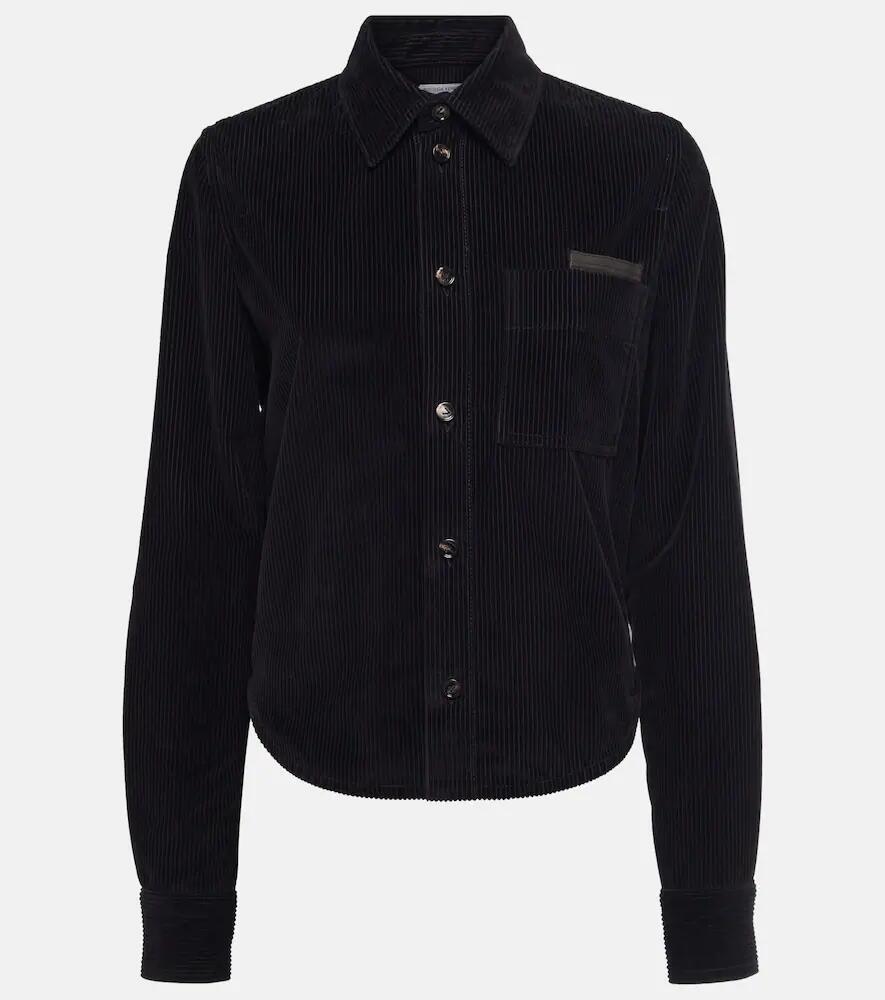 Bottega Veneta Leather-trimmed cotton corduroy shirt Cover