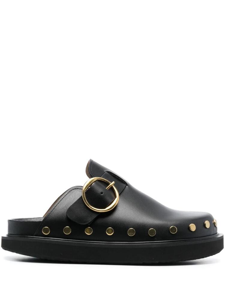 ISABEL MARANT stud-detailing flat leather mules - Black Cover