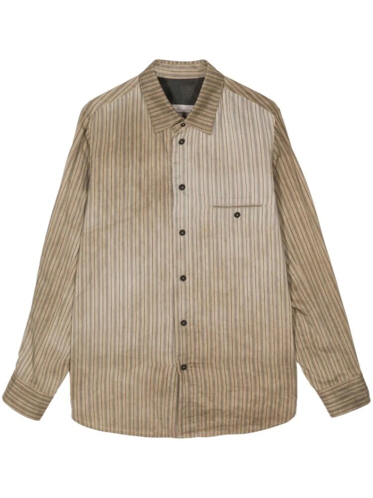 Ziggy Chen faded-effect striped shirt - Neutrals Cover