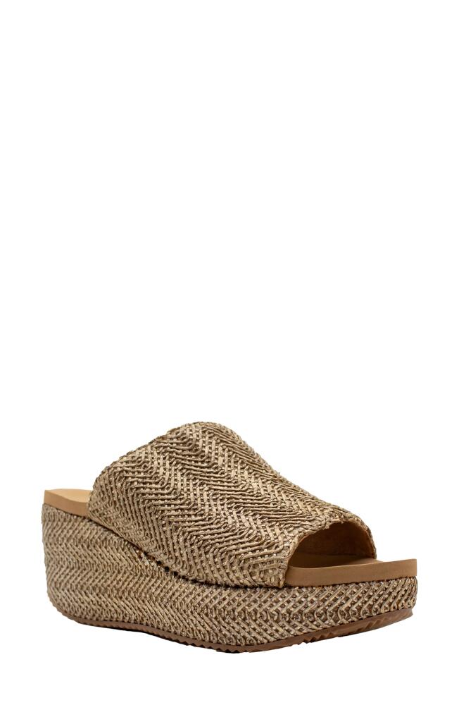 Volatile Canteen Water Resistant Raffia Wedge Platform Sandal in Pewter Cover